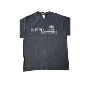 Vintage Y2K Harley Davidson Skull Yellowstone‎ black size large tshirt